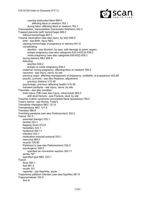 2011 ICD-9-CM Diagnosis Disease Index - SCAN Health Plan