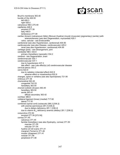 2011 ICD-9-CM Diagnosis Disease Index - SCAN Health Plan