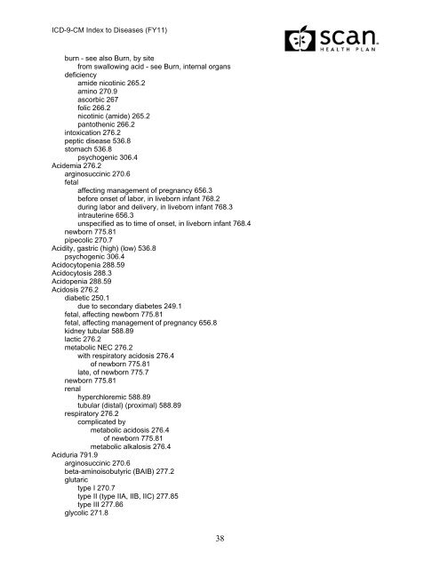 2011 ICD-9-CM Diagnosis Disease Index - SCAN Health Plan