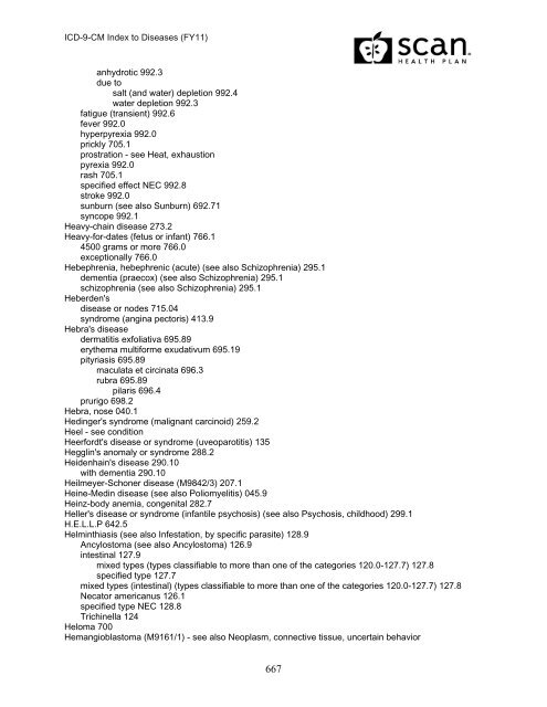 2011 ICD-9-CM Diagnosis Disease Index - SCAN Health Plan