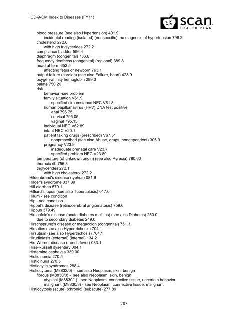 2011 ICD-9-CM Diagnosis Disease Index - SCAN Health Plan