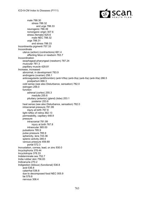 2011 ICD-9-CM Diagnosis Disease Index - SCAN Health Plan