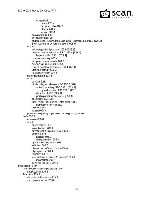 2011 ICD-9-CM Diagnosis Disease Index - SCAN Health Plan