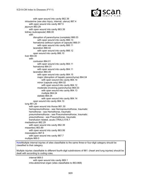 2011 ICD-9-CM Diagnosis Disease Index - SCAN Health Plan