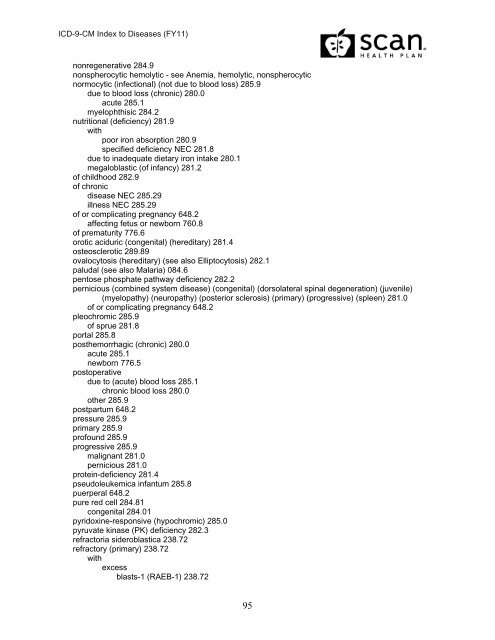 2011 ICD-9-CM Diagnosis Disease Index - SCAN Health Plan