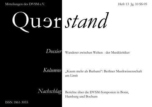 Querstand Nr. 13 Jg. 10 SS 2005 - Querstand - Zeitschrift für junge ...
