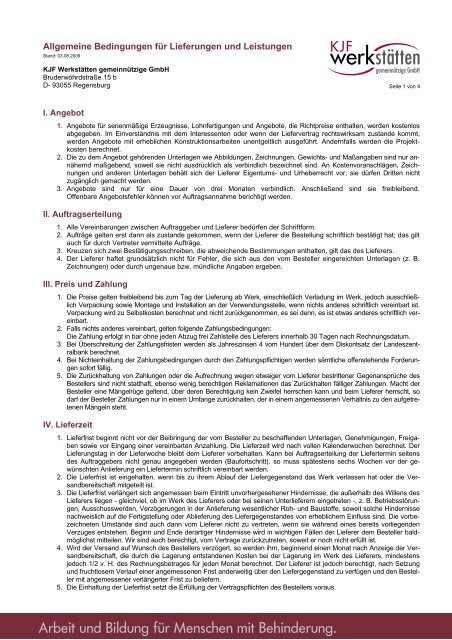 Allgemeine Bedingungen für Lieferungen und ... - KJF werkstätten