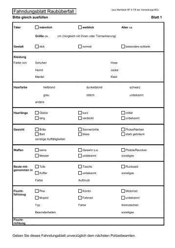 Fahndungsblatt Raubüberfall (pdf, 58.9 KB) - Polizei Bremen