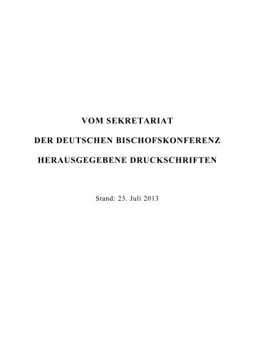 Vom Sekretariat der Deutschen Bischofskonferenz herausgegebene ...