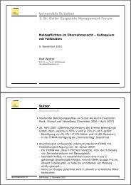 Meldepflichten im Übernahmerecht - Universität St.Gallen