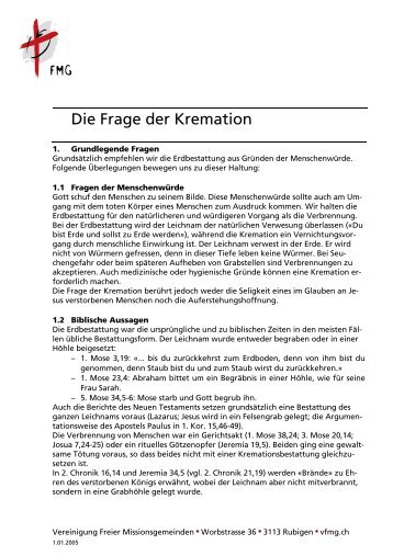 Die Frage der Kremation - VFMG