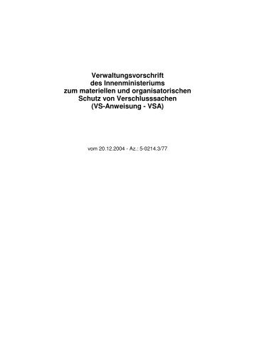 VS-Anweisung - V - Vorschriftendienst Baden-Württemberg