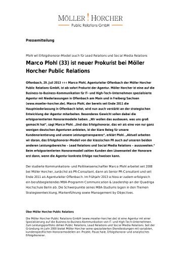 Marco Pfohl (33) ist neuer Prokurist bei Möller Horcher Public ...