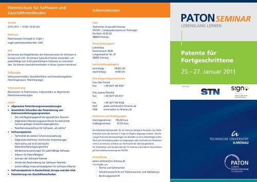 PATONSEMINAR - Paton - Technische Universität Ilmenau