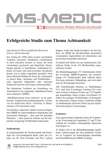 Erfolgreiche Studie zum Thema Achtsamkeit - Schweizerische ...