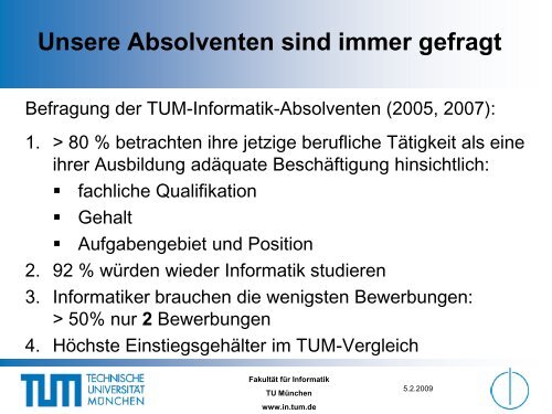 Warum an der TU München studieren? - Fakultät für Informatik