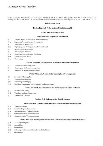 A. Baugesetzbuch (BauGB)