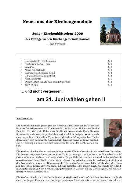 Juni - E-Blaettchen 09 - Evangelische Kirchengemeinde Naurod