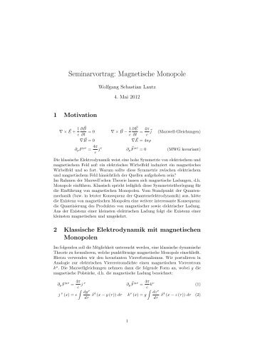 Seminarvortrag: Magnetische Monopole