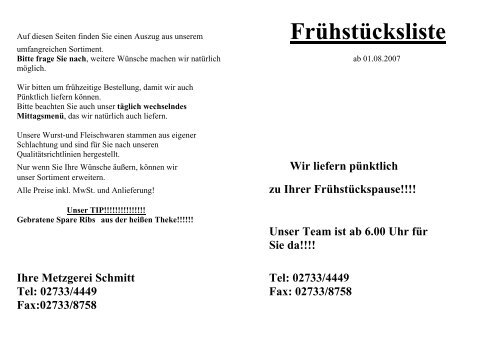 Frühstücksliste