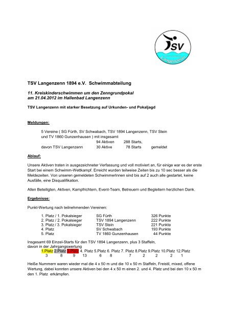 Bericht und Bilder - TSV Langenzenn