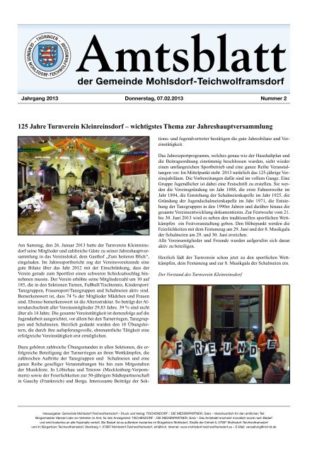 125 Jahre Turnverein Kleinreinsdorf - Teichwolframsdorf