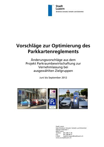 Stadt Luzern Das detaillierte Parkkarten-Reglement