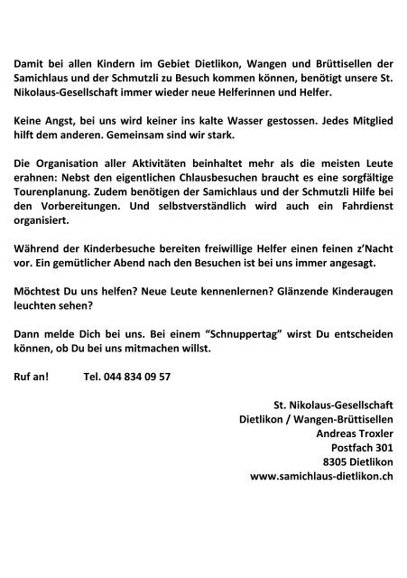 Chlauszytig 2012 - Sankt-Nikolaus-Gesellschaft Dietlikon, Wangen ...