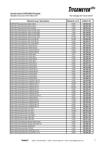 Sonderverkauf CAPTIVE-Produkte - Titgemeyer