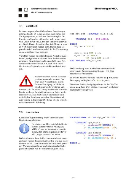 Eine Einführung in die Schaltungsent- wicklung mit VHDL