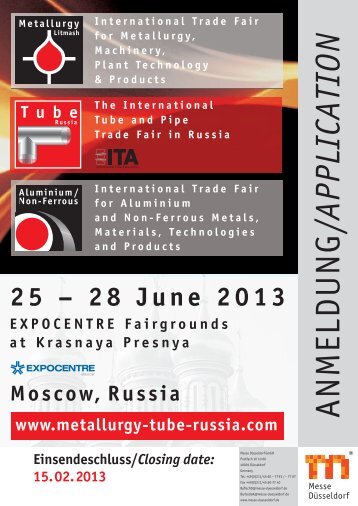 ANMELDUNG / APPLICATION - Metallurgy-Litmash, Tube Russia