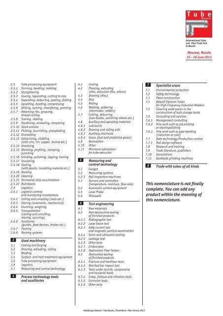 ANMELDUNG / APPLICATION - Metallurgy-Litmash, Tube Russia