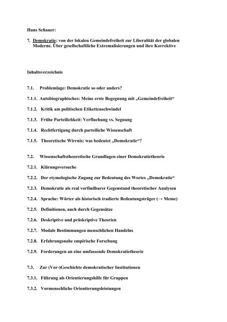 Hans Schauer: 7. Demokratie: von der lokalen Gemeindefreiheit zur ...