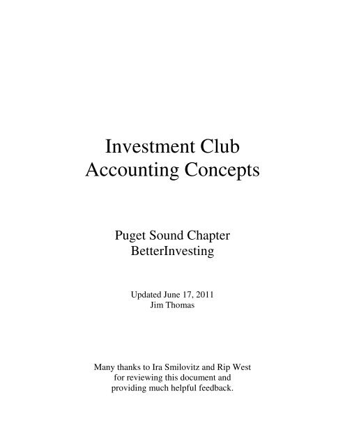 Investment Club Accounting Concepts - Bivio