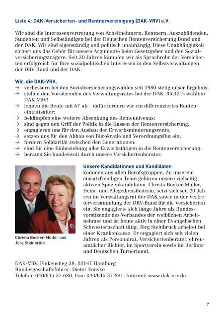 DRV Bund - Die Listen stellen sich vor - Sozialwahl 2011