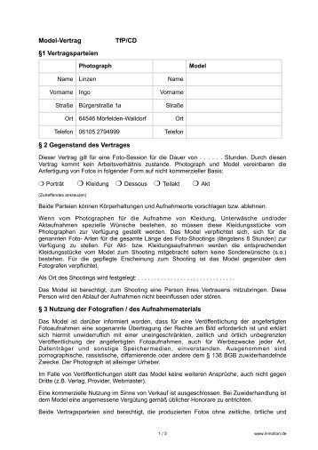 Model-Vertrag TfP/CD §1 Vertragsparteien § 2 ... - Il-motion.de