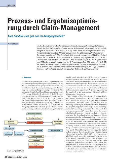 und Ergebnisoptimierung durch Claim-Management. Prof. Dr. iur ...