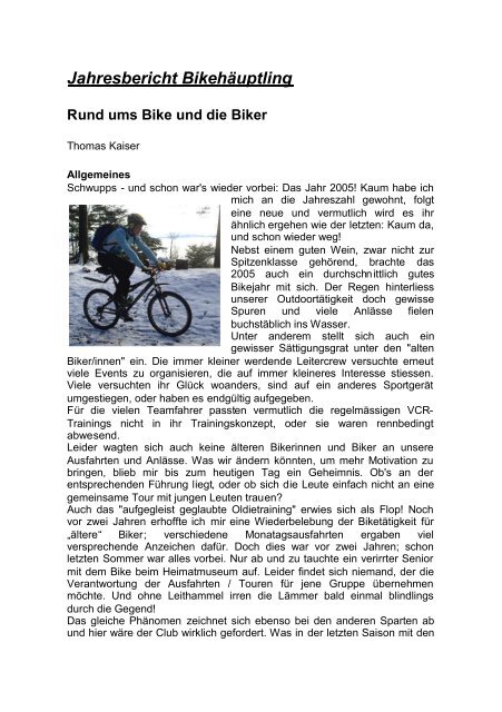 Kettenblatt Februar - Velo-Club Reinach