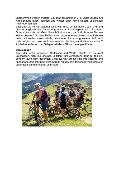 Kettenblatt Februar - Velo-Club Reinach