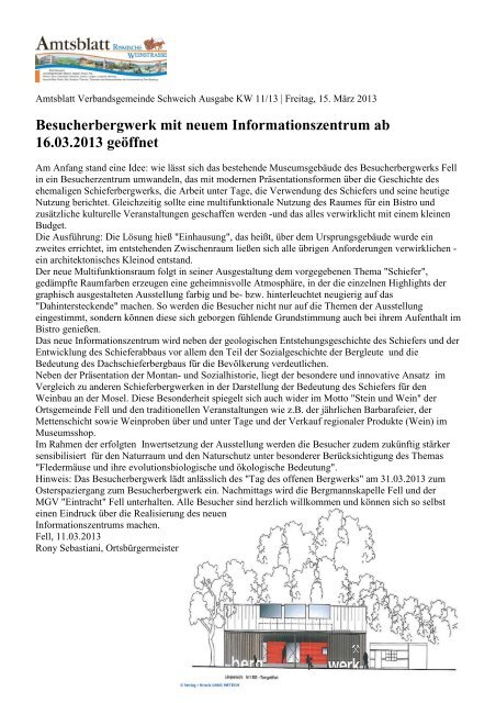 Infozentrum Besucherbergwerk Fell