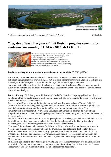 Infozentrum Besucherbergwerk Fell