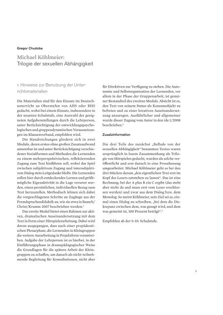 Download Handreichung (Gregor Chudoba) (pdf) - Haymon Verlag