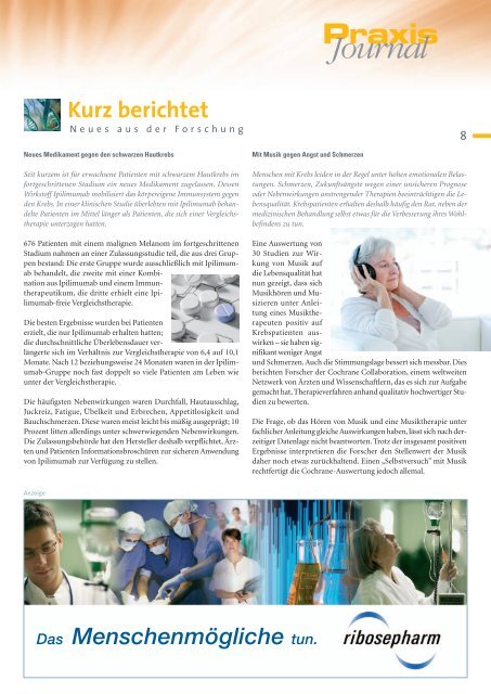 Praxisjournal 1/2012 - Onkologische Schwerpunktpraxis Heidelberg