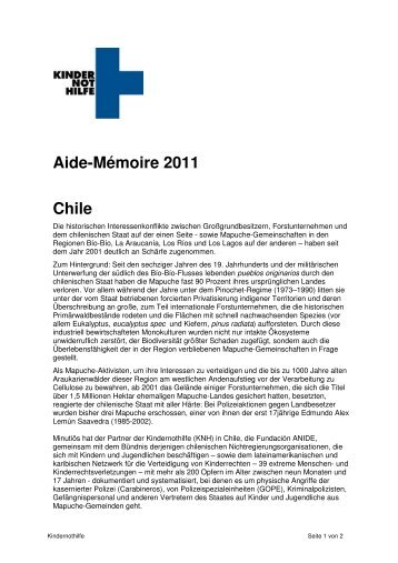 Aide-Mémoire 2011 Chile - Forum Menschenrechte