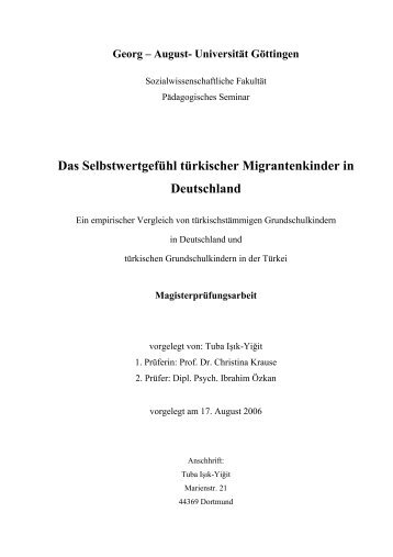 Das Selbstwertgefühl türkischer Migrantenkinder in Deutschland