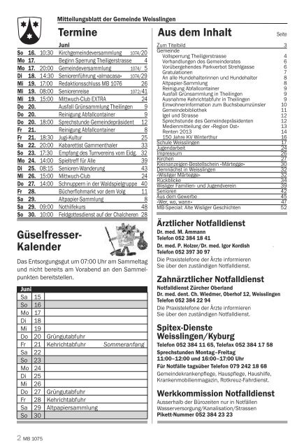 Mitteilungsblatt - Weisslingen