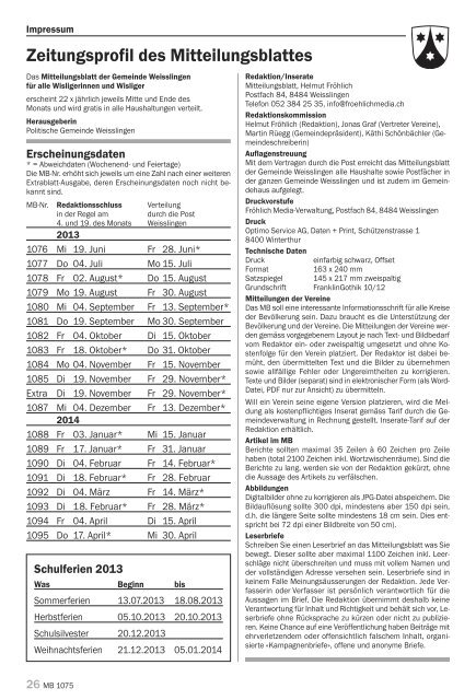 Mitteilungsblatt - Weisslingen