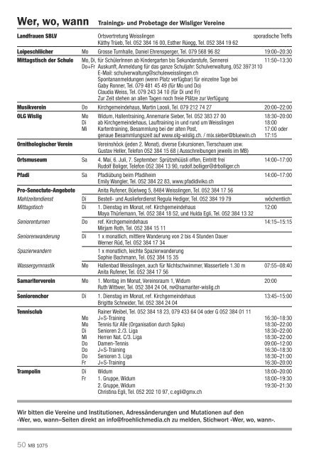 Mitteilungsblatt - Weisslingen