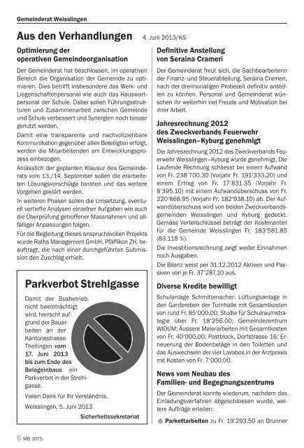 Mitteilungsblatt - Weisslingen