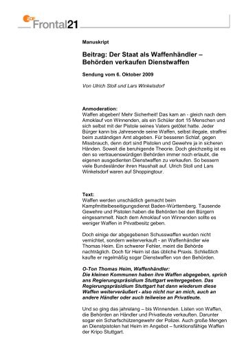 Manuskript Behördenwaffen - Lars Winkelsdorf